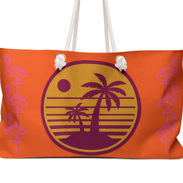 Sunset Weekender Bag, beautiful and calm palms, beach bag, sunrise on the beach, walk on the beach,Oversize tote.