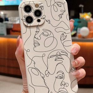 Line Drawing Face Anti-drop White Phone Case For Iphone