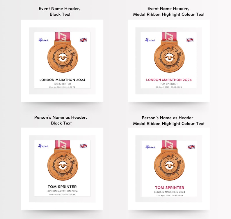 Any Event Personalized Medal Frame | Name, Event, Time, PB, Charity ...