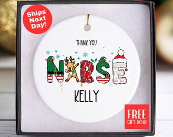 Personalized Nurse Appreciation Ornament, Nurse Christmas Ornament Gift, Custom Holiday Registered Nurse Grad Gift, Nurse Ornament with Name