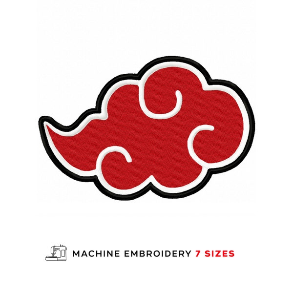 Akatsuki Cloud Machine Embroidery Designs, Anime Cloud embroidery pattern file 7 size Instant Download