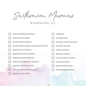 Washington DC Smithsonian Bucketlist | Digital Download