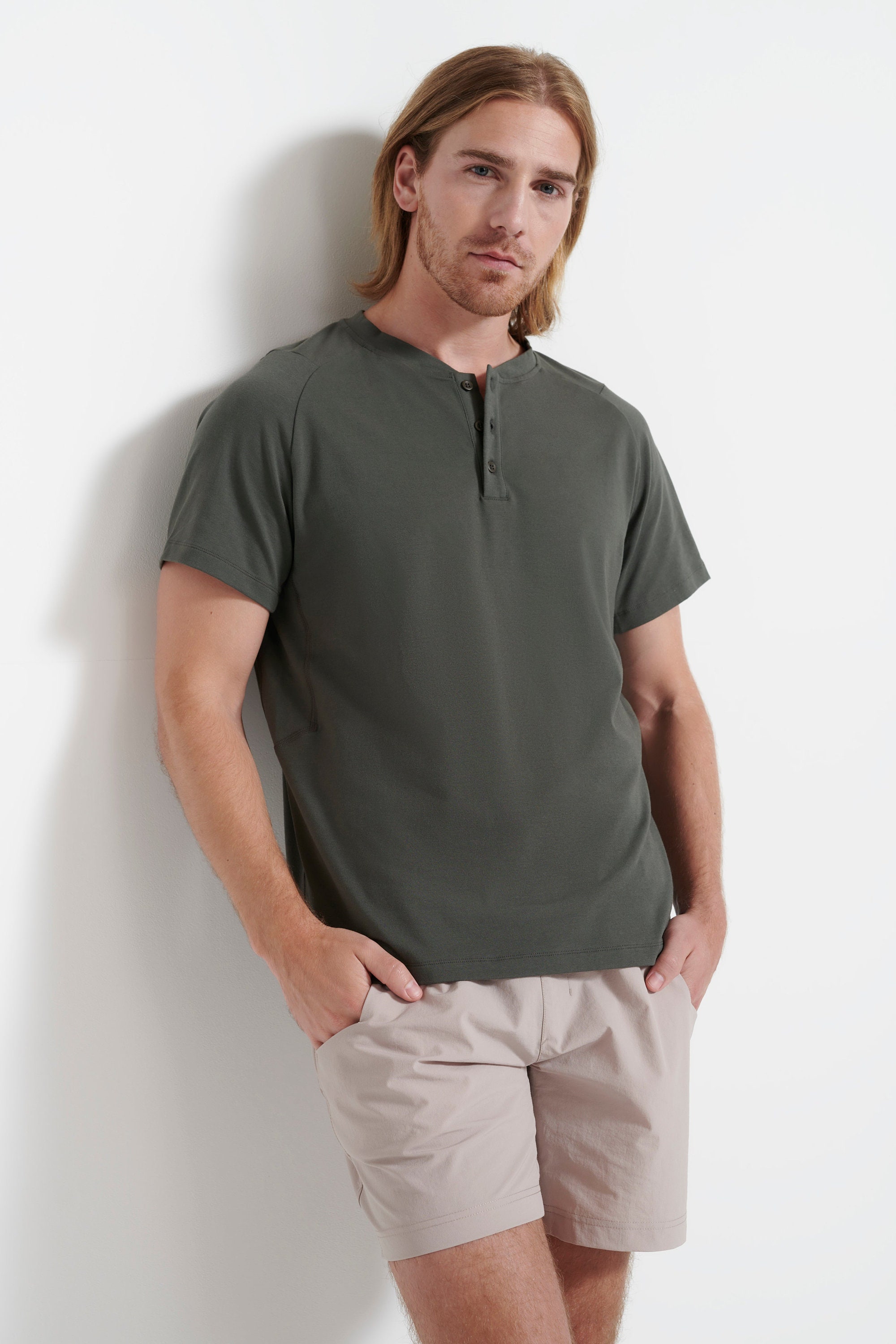  True Classic Long Sleeve Henley Shirt for Men. Premium