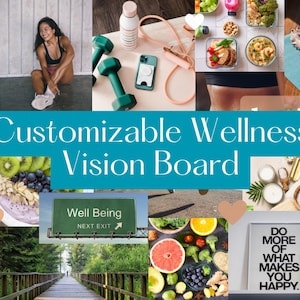 Anpassbares Wellness Vision Board | Digitaler Download | Manifestation Printable | Ästhetische Desktop & Phone Wallpaper
