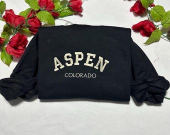 Aspen Colorado Embroidered Sweatshirt: Mountain Lover Crewneck