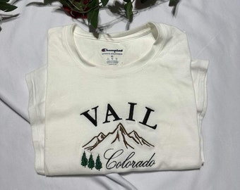 Geborduurd Vail Colorado T-shirt – Mountain Souvenir T-shirt