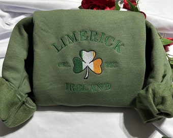 Limerick Ireland embroidered sweatshirt; Limerick embroidered crewneck. gift for her/him; gift for mom/dad.