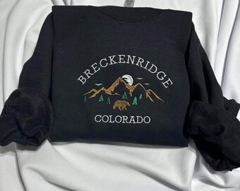 Custom Embroidered City State Sweatshirt: Mountain Bear Moon Design