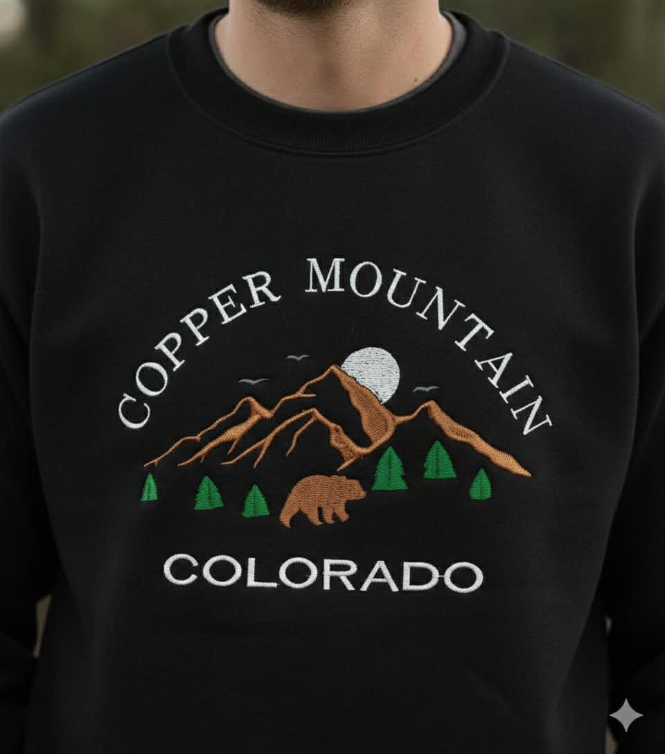 Copper Mountain Embroidered Sweatshirt: Personalised Colorado Bachelorette Party Crewneck