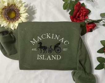 Mackinac Island Embroidered Sweatshirt: Michigan Amish Horse Carriage
