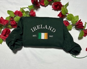 Besticktes Irland Sweatshirt: Irische Flagge St. Patrick's Day Geschenk