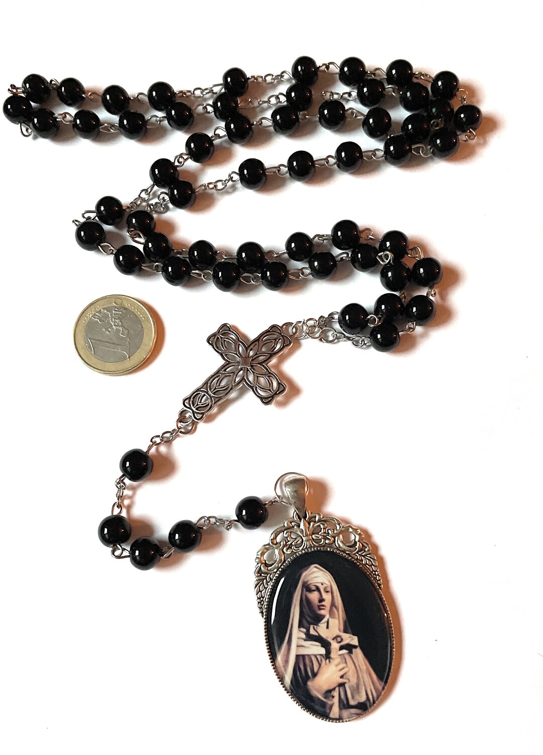 Saint Rita of Cascia Catholic Rosary Black - Etsy