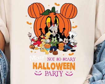 Halloween Eared Pumpkin and Mickey T-Shirt, Cute Pumpkin Tee, Eared Pumpkin Halloween T-shirt, Lovely Mouse Friends, Colorful Friends Shirt