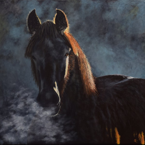 Original Oil Painting PRINT "Horse Shadows" by Ed Philips