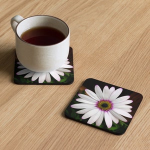 White and Pink Daisy Cork-back coaster image 2