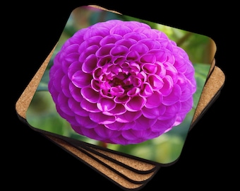 Purple Dahlia Cork-back coaster