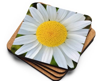 White Daisy Cork-back coaster