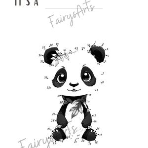 Cute Panda - Dot-to-Dot Printable Worksheet, Connect the Dots Worksheet, Animal Dot-to-Dot Printable Design, Dot to Dot Game, Kids Education