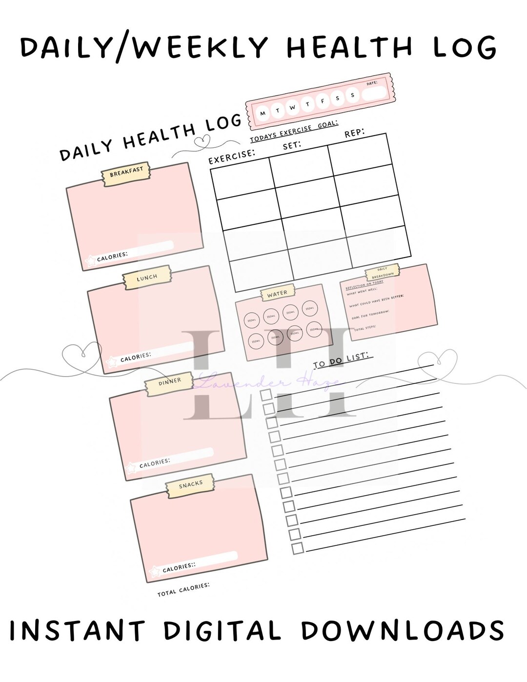 Printable Daily/weekly Health Log Bundle Beginners Health - Etsy