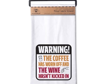 Warning Soft Tea Towels, Flour Sack Towels, Funny Sayings Dish Towels, Wine Lover Towels,Funny Gift, Gifts for Wine Lovers.