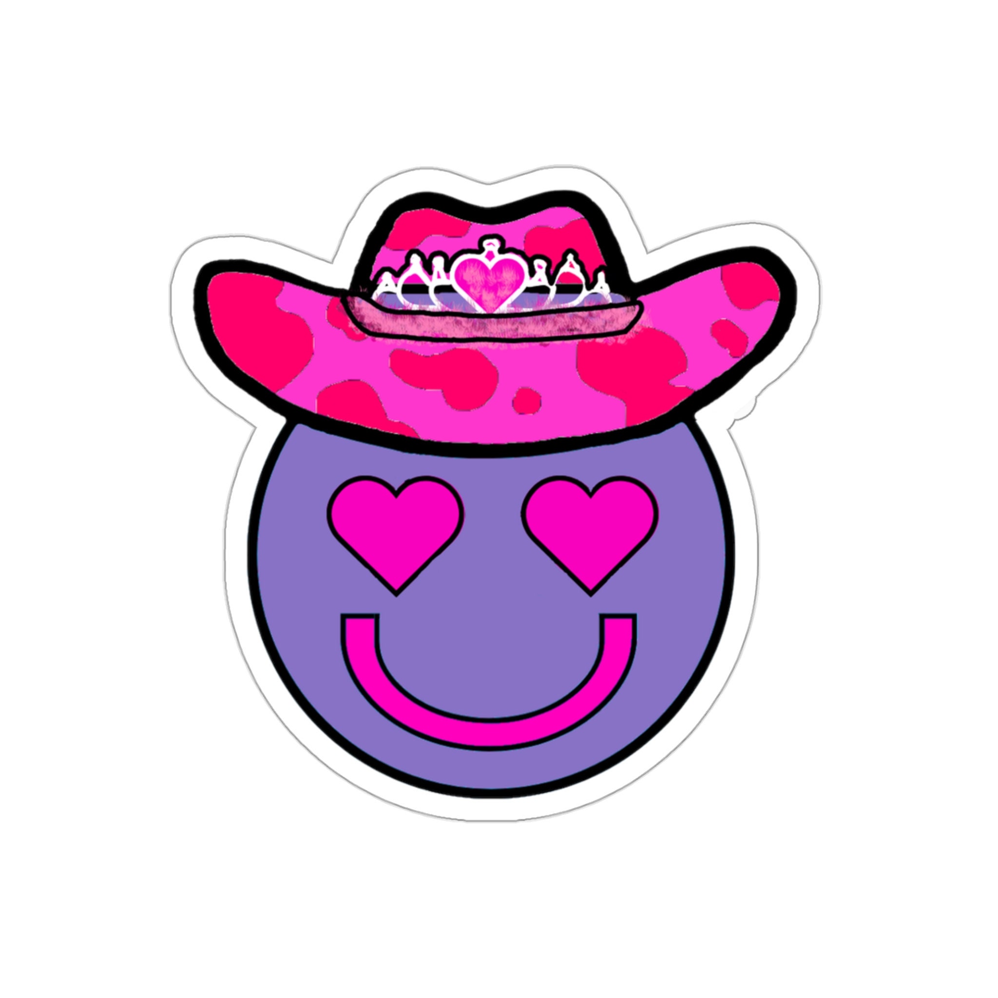 Cowgirl Hat Tiara Cow Print Neon Pink Kisscut Sticker Etsy