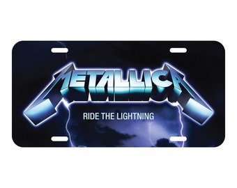 Metallica Ride the Lightning Inspired Front License Plate - Custom Metal Band Car Tag - Heavy Metal Music Fan Decor - Unique - Vibrant