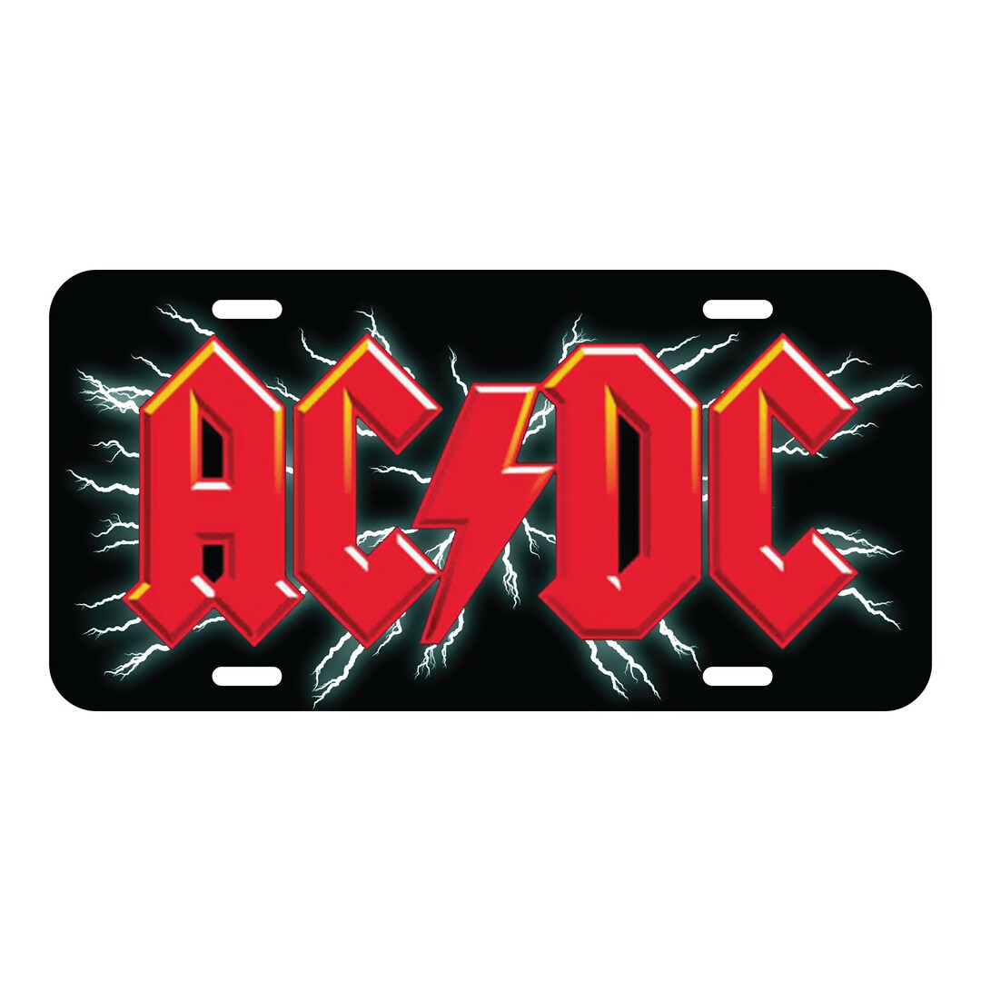 AC/DC Logo Front License Plate Collection Red Electric Sparks Rock 'n