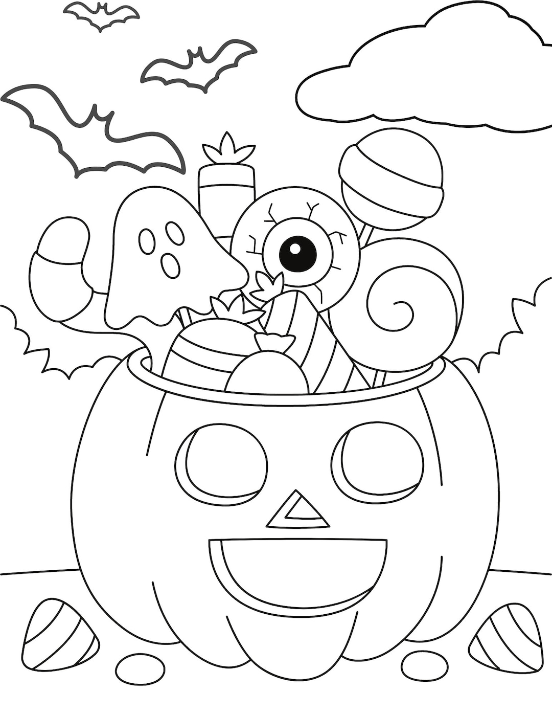 Jack O Lantern Halloween Coloring Page Etsy