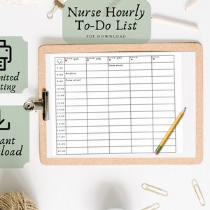 Nurse Hourly To-Do spreadsheet