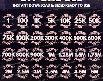 28 Set Cherry Blossom Tree Sprigs / Sakura Streaming Bit Tier Badges | Twitch Youtube Discord Kick | Cute, Pastel, Kawaii, Gaming, Streamer