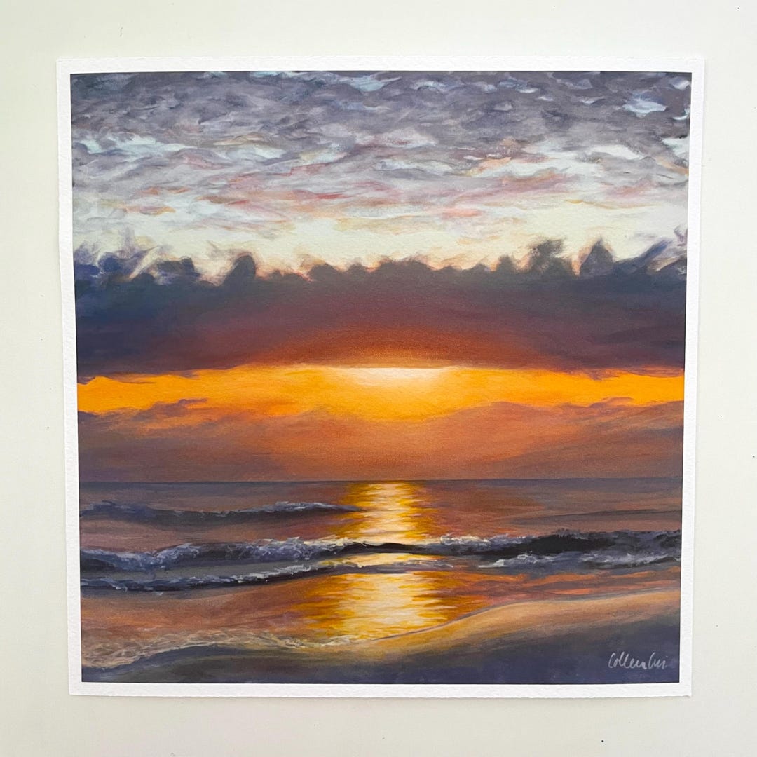 Dramatic Ocean Sunrise Painting, Fine Art Print, 5x5, 10x10 - Etsy
