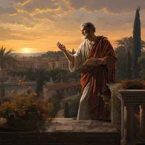 Seneca in the Garden, Stoic Poster, Stoic Prints, Stoic Art, Stoicism Poster, Stoic Gifts, Philosophy Poster, Daily Stoic, Digital Download