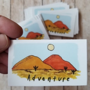 adventure, mountain vinyl sticker, hand drawn