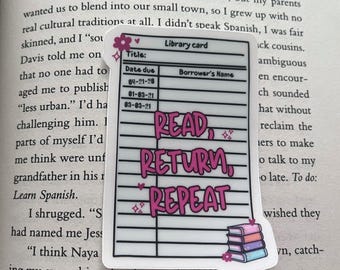 Read Return Repeat Library Card Sticker | Book Lover Gift