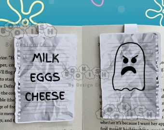 Ghost & Shopping List Magnetic Bookmark | Spooky Book Lover