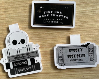 Halloween Magnetic Bookmarks | magnetic bookmark | skull | Ouija | spooky book club | death by TBR