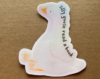 Rainbow Holographic Silly Goose Reading Sticker | Waterproof Vinyl