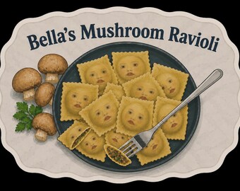 Bella's Mushroom Ravioli Sticker | Funny Twilight Inspired Vinyl Sticker | Bella Swan Pun | Waterproof Laptop & Water Bottle Decal