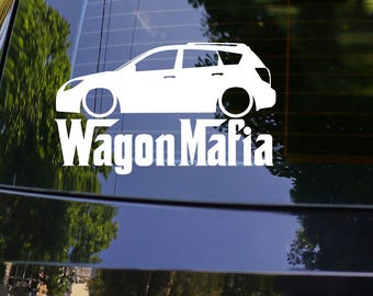 Lowered WAGON MAFIA Car Silhouette Decal Sticker for Pontiac Vibe GT 1st gen