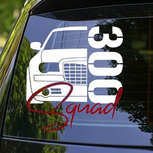Autosticker 300 Squad voor verlaagde Chrysler 300c 1e generatie Stance