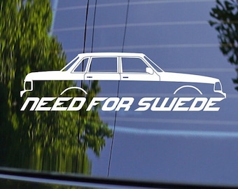Swedish Classic Car NEED FOR SWEDE Decal Sticker for Volvo 240 244 Sedan Turbo