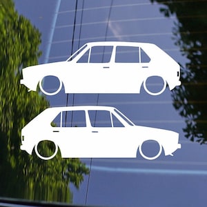 2x Lowered Classic Car Silhouette Decal Stickers for VW Golf Rabbit Mk1 5-DOOR