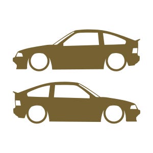 Set Of 2 Lowered Car Silhouette Decal Stickers For Honda CRX Si AF 1984–1987 1st Gen Gold