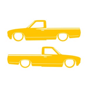 Set Of 2 Lowered Truck Silhouette Decal Stickers For Datsun 620 Single Cab Pickup Yellow