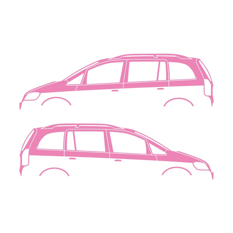 Set Of 2 Car Silhouette Decal Stickers For Vauxhall Opel Zafira A Mk1 Soft Pink