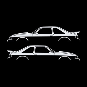 Set Of 2 Car Silhouette Decal Stickers For Ford Mustang SALEEN Fox-body Hatch Hatchback White
