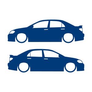 Set Of 2 Lowered Car Silhouette Decal Stickers For Toyota Corolla S XRS 9th Gen Sedan Blue