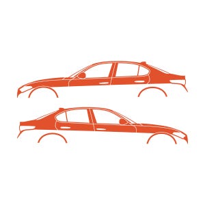 Set Of 2 Lowered Car Silhouette Decal Stickers For Alfa Romeo Giulia 952 2016 Orange