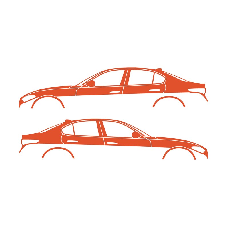 Set Of 2 Lowered Car Silhouette Decal Stickers For Alfa Romeo Giulia 952 2016 Orange