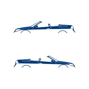 Set Of 2 Car Silhouette Decal Stickers For Saab 9-3 Facelift 2nd Gen Convertible Blue